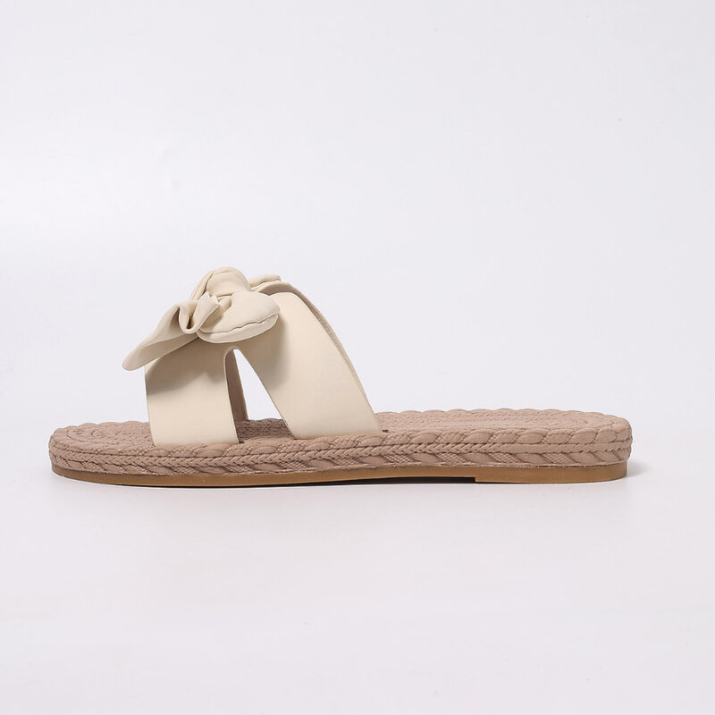 Sandalias planas con lazo para Mujer, zapatillas informales, chanclas De verano