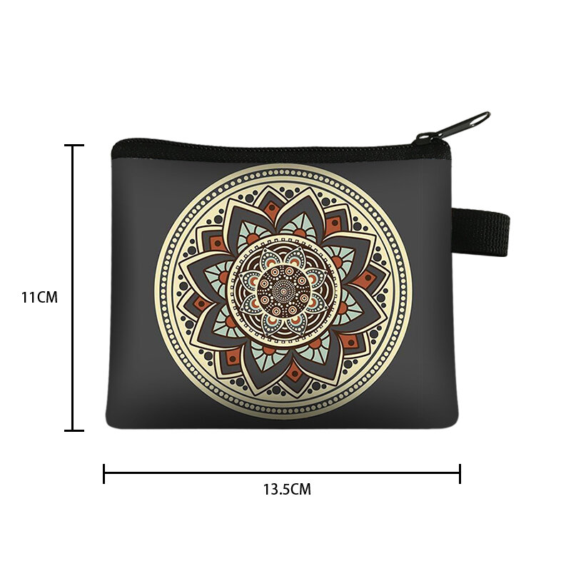 Monedero pequeño para mujer, cartera con patrón Multicolor, bonito bolso con estampado de flor de Mandala, Mini funda para tarjeta de crédito o identificación