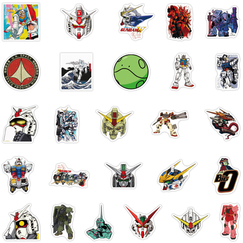 Gundam anime adesivos para crianças, legal, à prova d'água, para skate, laptop, motocicleta, telefone, bagagem, bicicleta, guitarra, carro, brinquedo, 10/30/50pcs