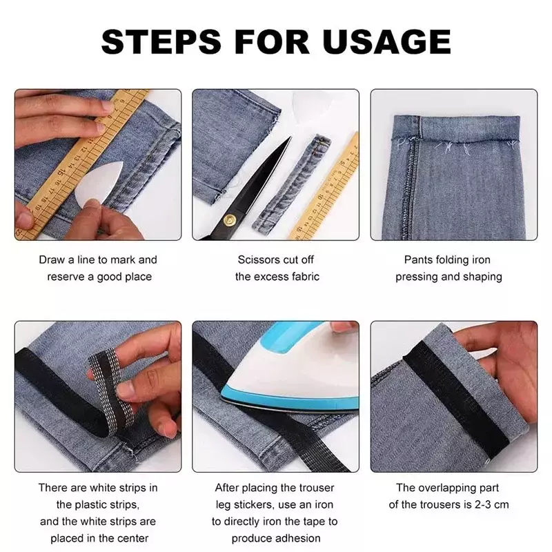 Self-Adhesive Pant Paste Tape Trousers Pants Edge Jeans Clothes Length Shorten Repair Iron-On Hem Tapes DIY Sewing Accessories