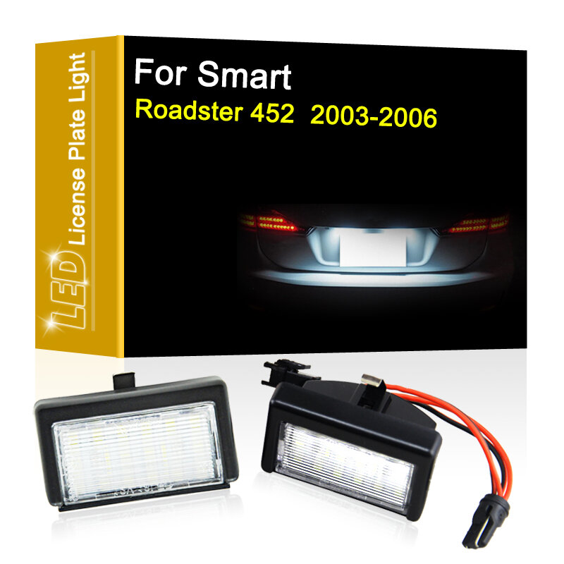 12V LED Number Plate Lamp For Smart Roadster 452 2003 2004 2005 2006 White License Plate Light Assembly