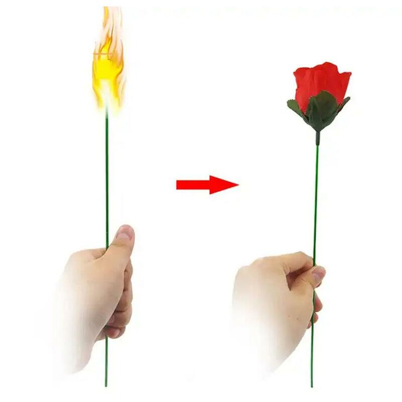Pochodnia od Flower-pochodnia do różanego ognia magiczna sztuczka płomień pojawiający się kwiat profesjonalny magik Bar iluzja rekwizyty 82120