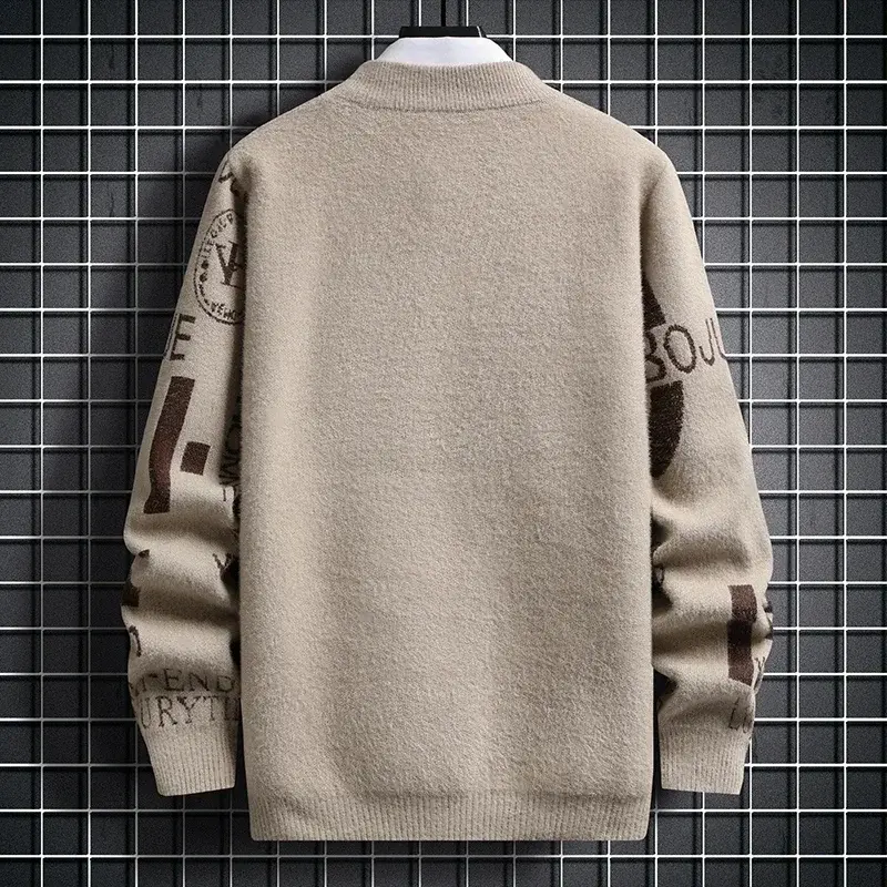 Suéter de cachemira para hombre, jersey con diseño estampado, cálido y elegante, ropa Vintage, novedad de 2024