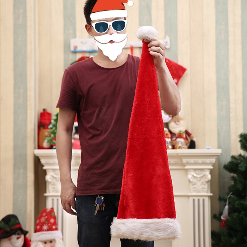 매우 긴 크리스마스 산타 모자 크리스마스 파티 데코라 N7YD를 위한 긴 꼬리 모자
