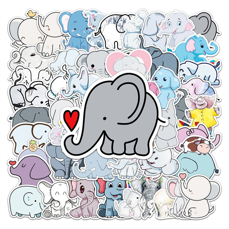 10/30/50PCS New Elephant Cartoon Personality Creative Computer Suitcase Car Mobile Phone Decoration Waterproof Sticker Wholesale