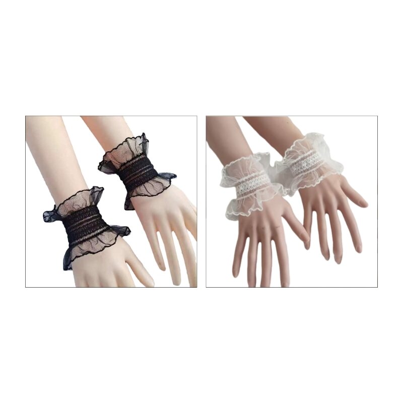 Cosplay Maid – poignets élastiques décoratifs, manchettes détachables assorties avec tout pour filles