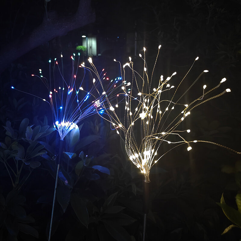 ไฟดอกไม้ไฟพลังงานแสงอาทิตย์กลางแจ้งไฟวันหยุดดอกไม้ไฟสำหรับสวนลานบ้านฮาโลวีนคริสต์มาสงานแต่งงาน IP65เครื่องตกแต่งฝาผนัง