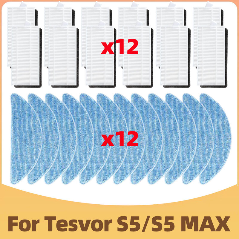 Fit For Tesvor S5 / S5 MAX Robot Vacuum Cleaner Parts Mop Rag  Hepa Filter Replacement Supplies