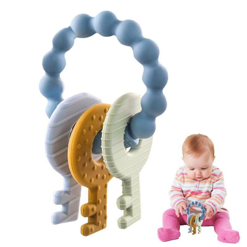 Teething Toys Choking-Proof Teething Keys Silicone Teether Ring Stuff For Relieve Gum Ache Boy And Girl