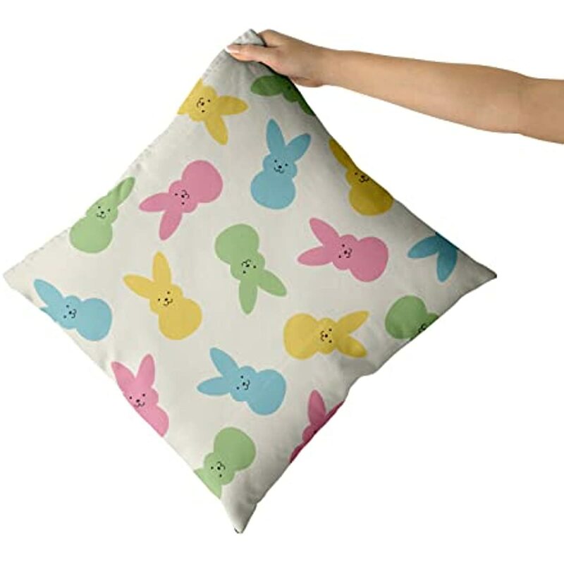 Fodere per cuscini primaverili pasquali Easter Colorful Bunny Rabbit Holiday federa decorativa fodera per cuscino quadrato in cotone Decor