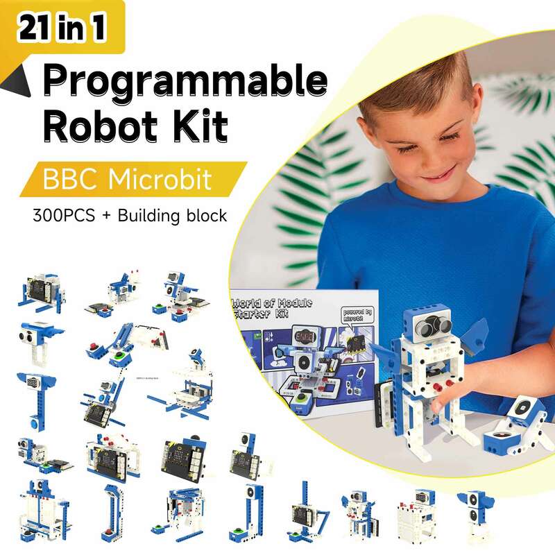 Zestaw robotyki Yahboom 21 w 1 Microbit V2 DIY zestaw czujnik elektryczny programowalna zabawka dla dzieci obsługuje programowanie w pythonie MakeCode