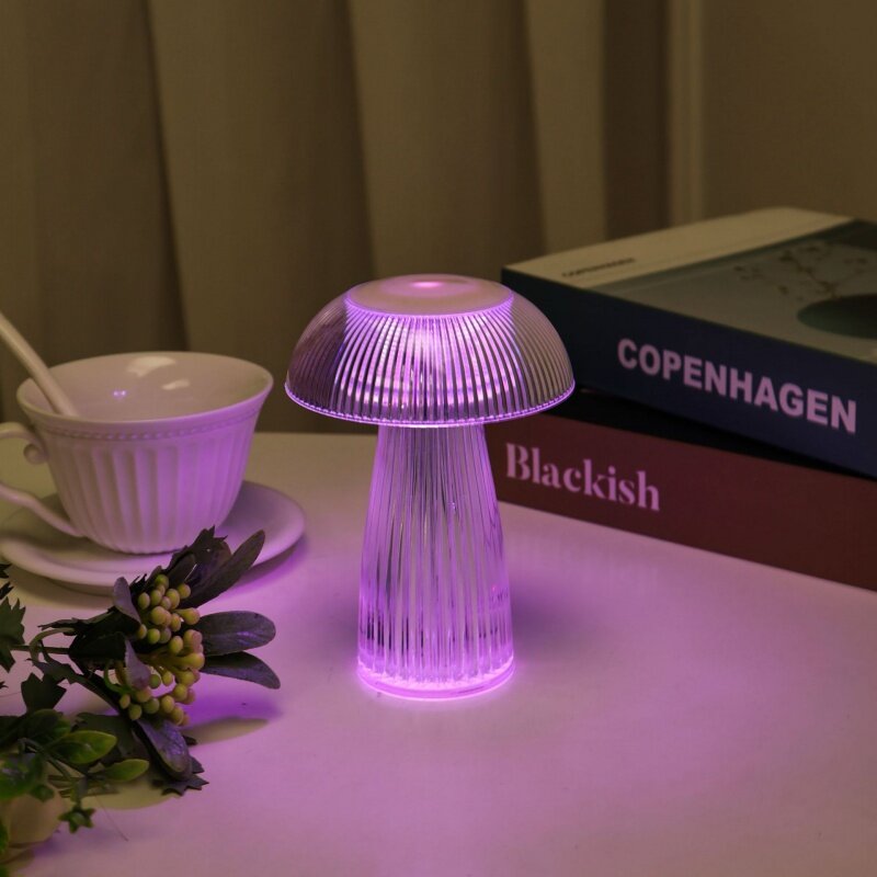 크로스 보더 아마존 크리에이티브 크리스탈 버섯 해파리 테이블 램프 장식, 분위기 조명, 침대 옆, 작은 야간 램프, 2023 신제품