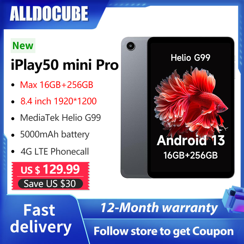 Alldocube-iplay 50 mini proタブレット,8.4インチ,fhd,Android 13,helio g99,8GB RAM, 256GB ROM,デュアルSIMカード,5000mAh