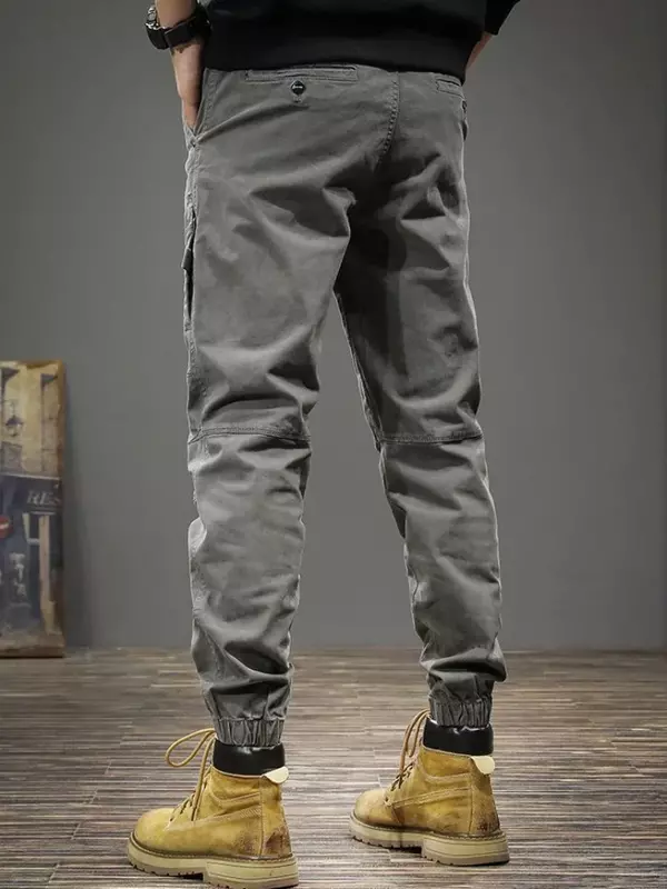 Cargo Pants for Men Fishing Trousers Man Work Wear Slim Grey with Free Shipping Loose Harajuku Clothing Designer Fashion Cotton