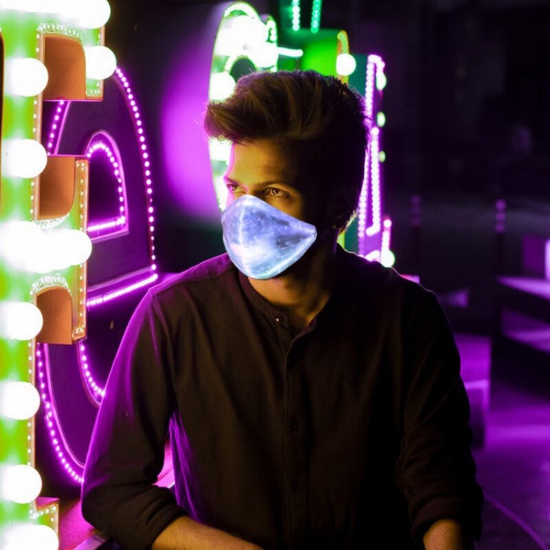 Leuchtende Maske LED-Maske Disco Nachtclub Konzert Performance-Maske High Street Glasfaser Stoff maske 마스크 قناع маска
