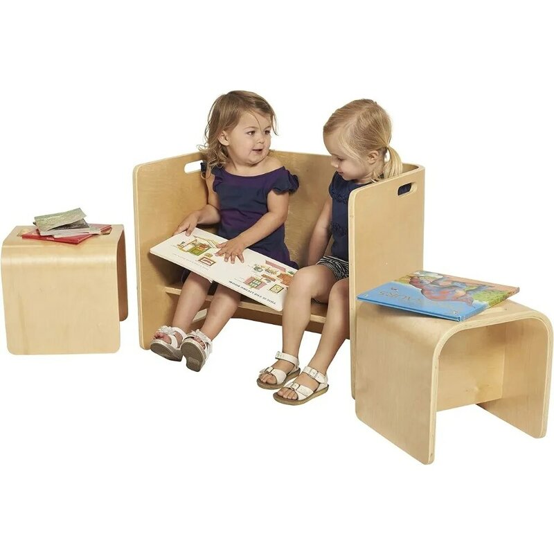 Kids Furniture Girl Desk for Children Tables & Sets Bentwood Multipurpose Table and Chair Set Natural 3-Piece Freight Free Child
