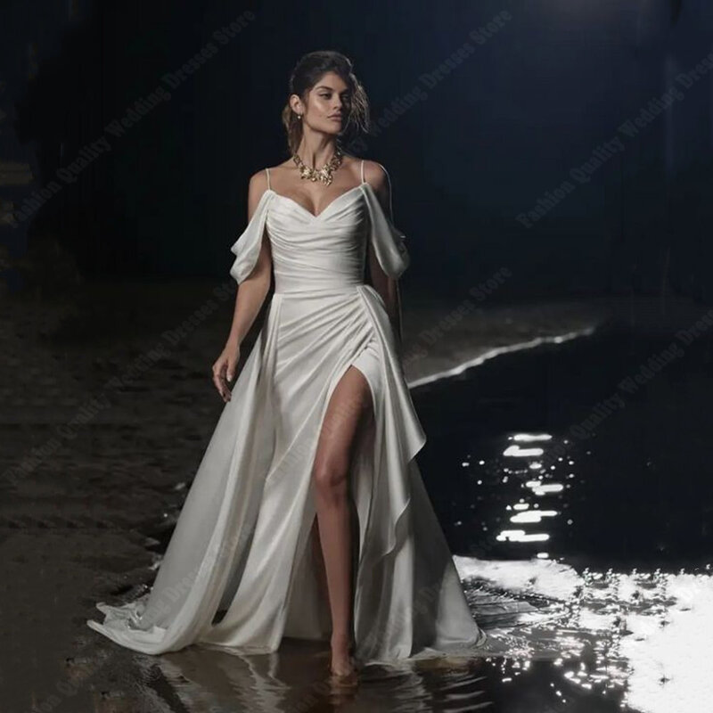 Женское свадебное платье с открытыми плечами It's yiiya, белое элегантное платье из гладкой ткани с запахом и юбкой годе на лето 2024