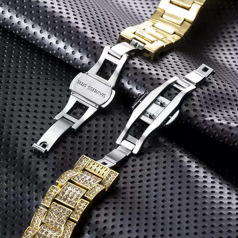Хронограф 18K позолоченные часы для мужчин с полным бриллиантом мужские часы Rap хип-хоп Iced Out кварцевые наручные часы мужские Reloj Hombre xfcs