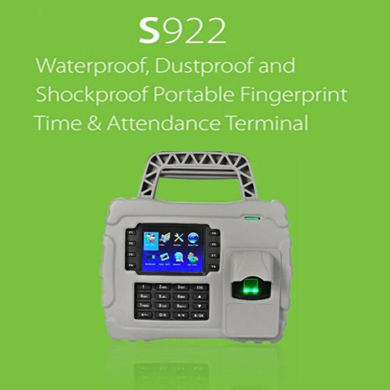 Terminal de tiempo y asistencia de huellas dactilares portátil, resistente al agua, a prueba de polvo y golpes, WiFi, S922