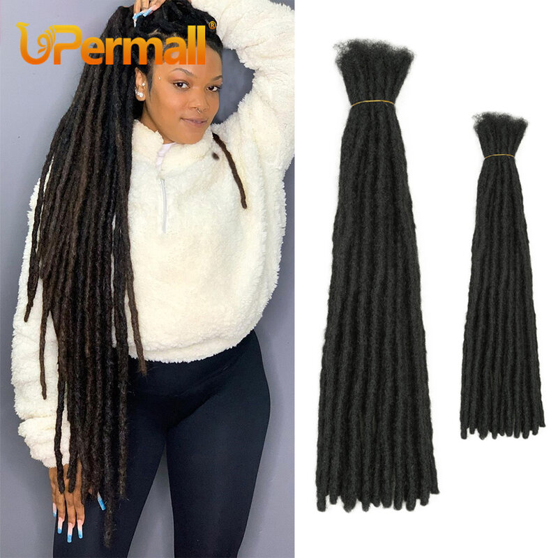 Permall Dreadlocks Human Hair Crochet Extensions 100% Real Remy Locs Hair 8-26 Cal dla mężczyzn i kobiet 40-70 sztuk na całą głowę 0.6Cm