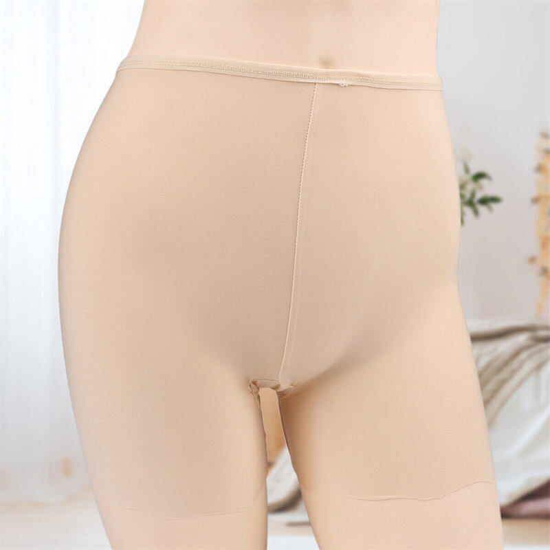 Calças curtas de segurança de algodão sem costura para mulheres, calças justas de ioga respirável, cintura alta, patchwork de renda, sexy