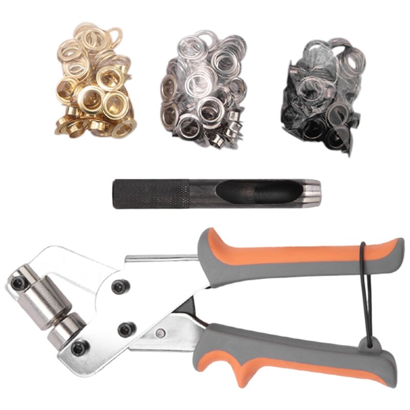Kit de herramientas de ojal con ojales de 10Mm, Máquina Manual de prensa, alicates de mano, ojal de Metal para cinturón de cuero, ropa, bandera artesanal