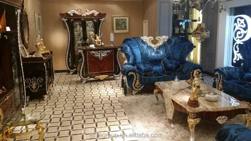 Canapé royal en bois sculpté à la main, tissu vintage, meubles de salon anciens, vente en gros, bonne qualité, Ian, KT188