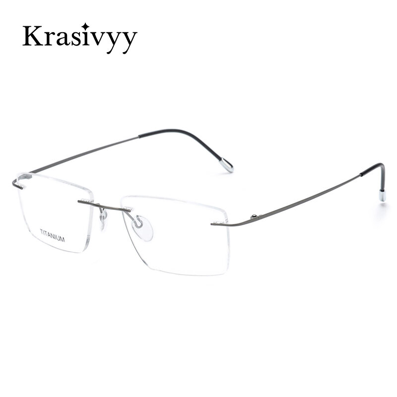 Krasivyy Titanium Glasses Frame Men 2024 New European Design Square Rimless Prescription Eyeglasses Eyewear Frame for Women
