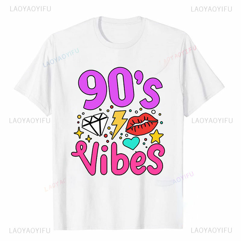 Camiseta de algodão de manga curta masculina e feminina, roupas casuais de streetwear, tops de festa, adoro os anos 80 e 90, camiseta designer