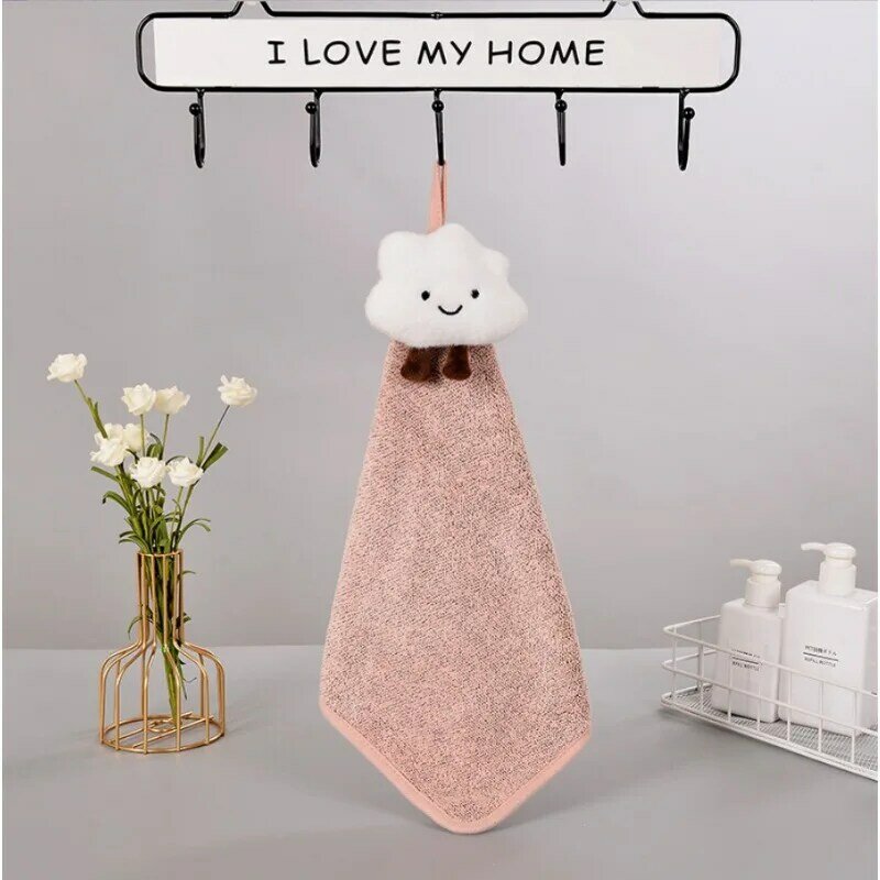 Bamboo Charcoal Fiber Hand Towel Cartoon Clouds Antibacterial Breathable Hanging Handkerchief Kitchen Bathroom Absorbent Towels