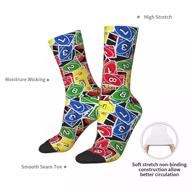 Uno carte da gioco calzini modello espresso Harajuku calze Super morbide calze lunghe per tutte le stagioni accessori per regali Unisex