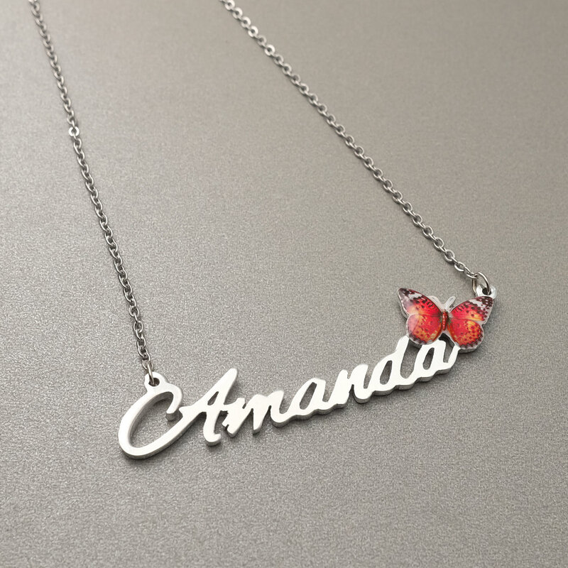 Custom Name Necklace with Butterfly Personalized Name Necklace Name Jewelry for Women Name Pendant Collar Mother's Day Gift