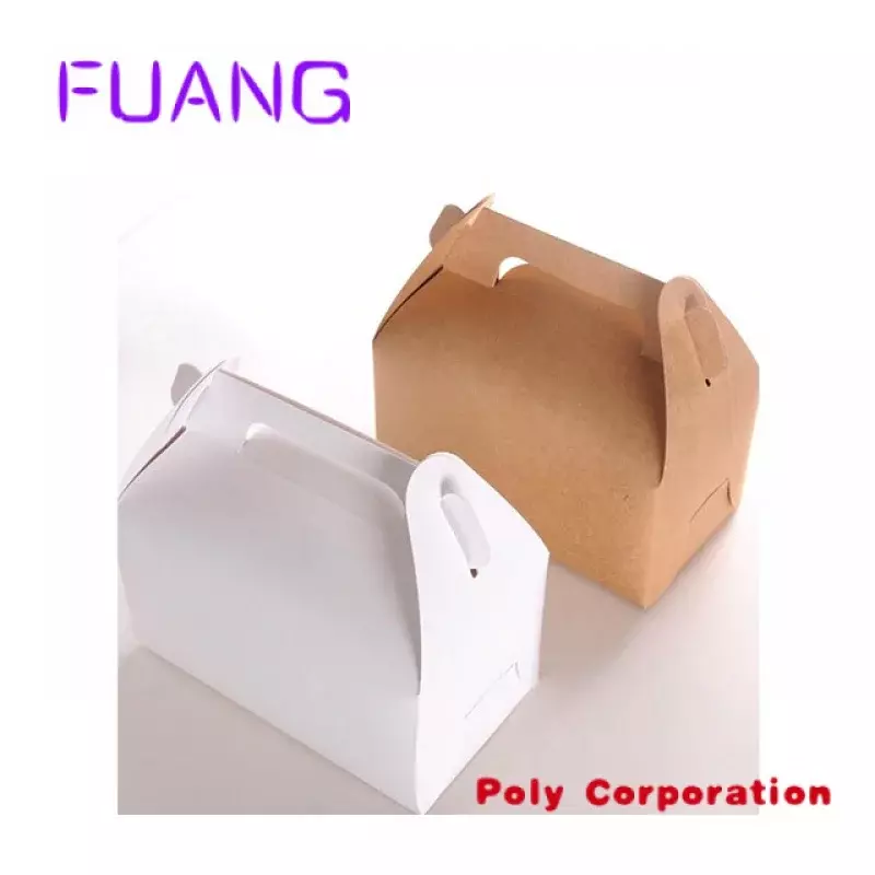 Custom  gable box Shaped Disposable food grade kraft or white paper packing for takeaway packaging