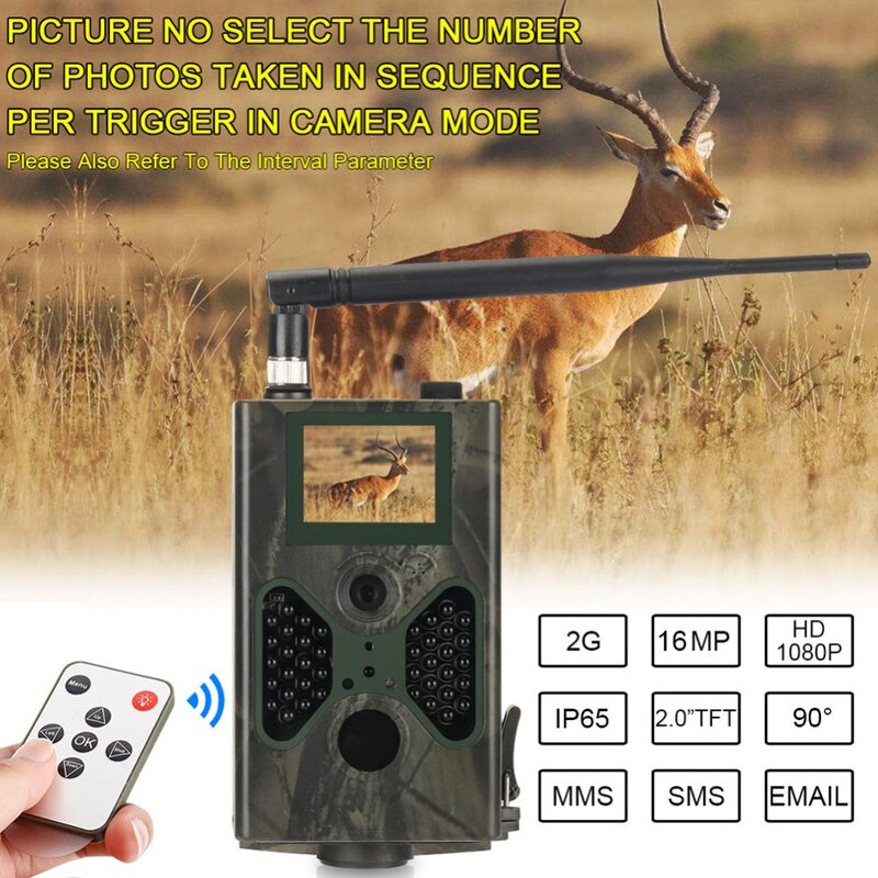 Cámara de rastreo de caza móvil, trampas fotográficas de 16MP, SMTP, MMS, GSM, 1080P, visión nocturna, HC330M, cámaras inalámbricas de vigilancia de vida silvestre