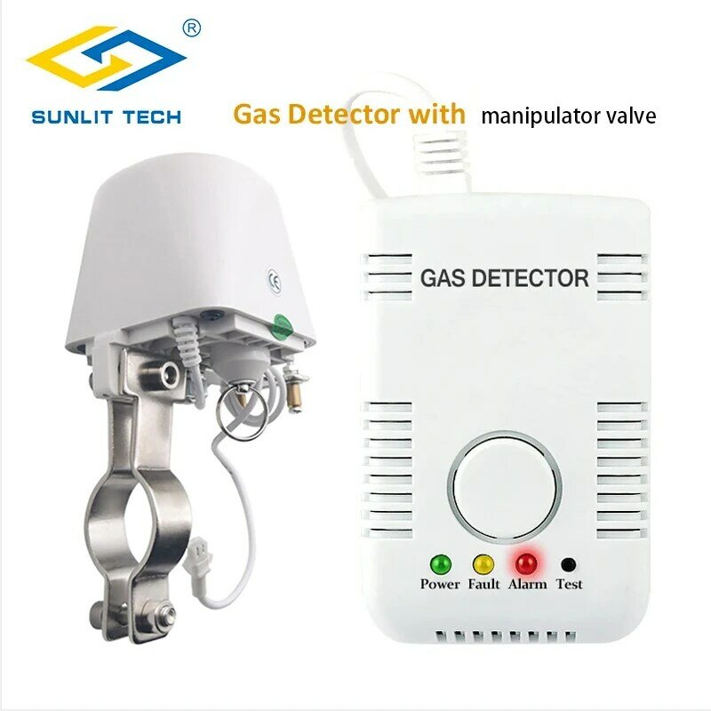 Détecteur de fuite de gaz GPL domestique, testeur de gaz combustible, capteur d'alarme avec arrêt automatique, vanne de manipulation pour la sécurité