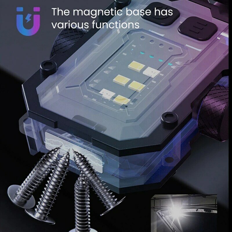 Multifunktion ales magnetisches Arbeits licht mit gyroskopi schem Schlüssel bund und Taschenlampe mit Kappen clip