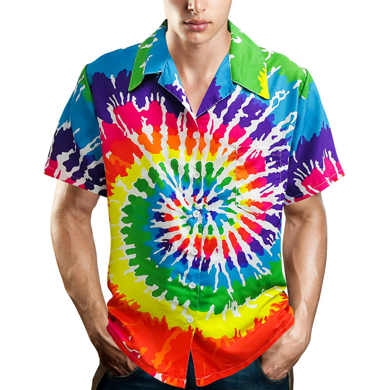Vintage Button Up Camisas para Homens, Camisas de Praia Havaianas, 80s e 90s Disco Theme Party Shirt