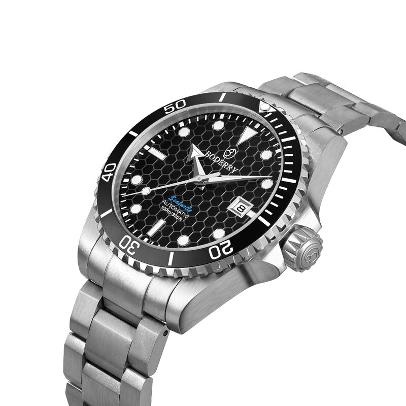 BOderry-男性用チタンダイバーストラップ,自動機械式スポーツ腕時計,新しい高級時計,100m防水