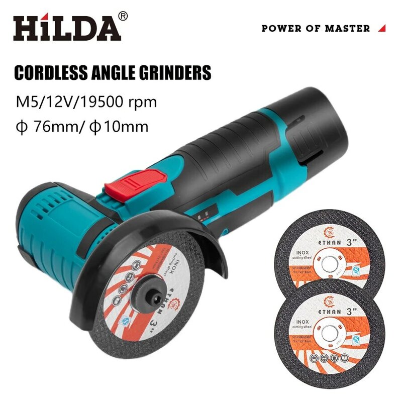 HILDA 12v Mini Angle Grinder Rechargeable Grinding Tool Polishing Grinding Machine For Cutting Diamond Cordless Power Tools