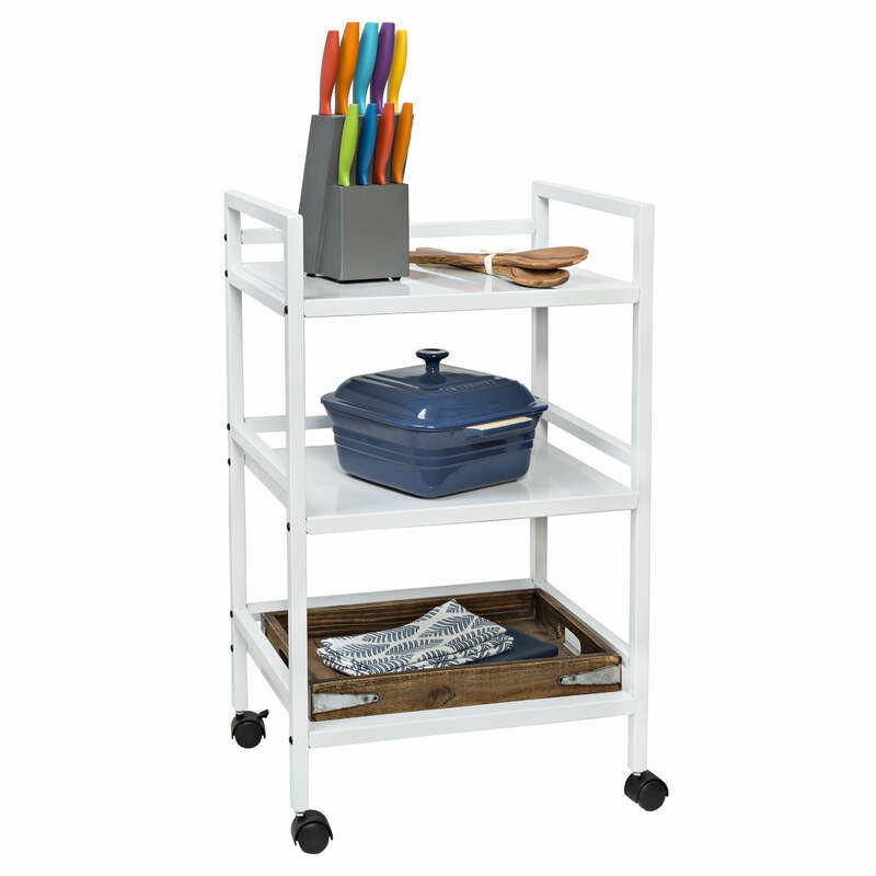 Honey-Can-Do 3-Tier Steel Multi-Purpose Rolling Cart, White