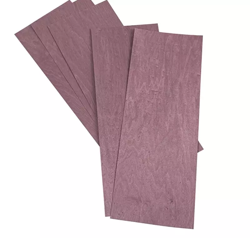 Feuilles de placage en bois massif d'érable violet teint naturel, placage JESpeaker, L:500x200mm T:0.4mm, 5 pièces par lot