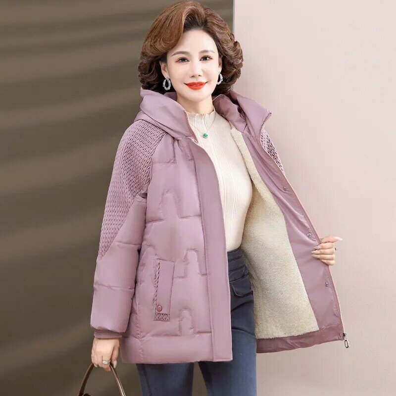 Giacca invernale da donna nuova moda coreana piumini larghi con cappuccio addensare parka di peluche abbigliamento invernale Vintage donna