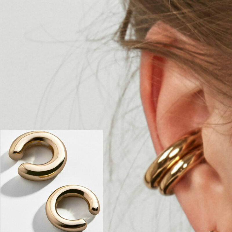 Gold Silver Ear Cuff Without Piercing Ear Clips Earrings For Women Trendy Earring Fake Cartilage Earrings Clip каффы для ушей