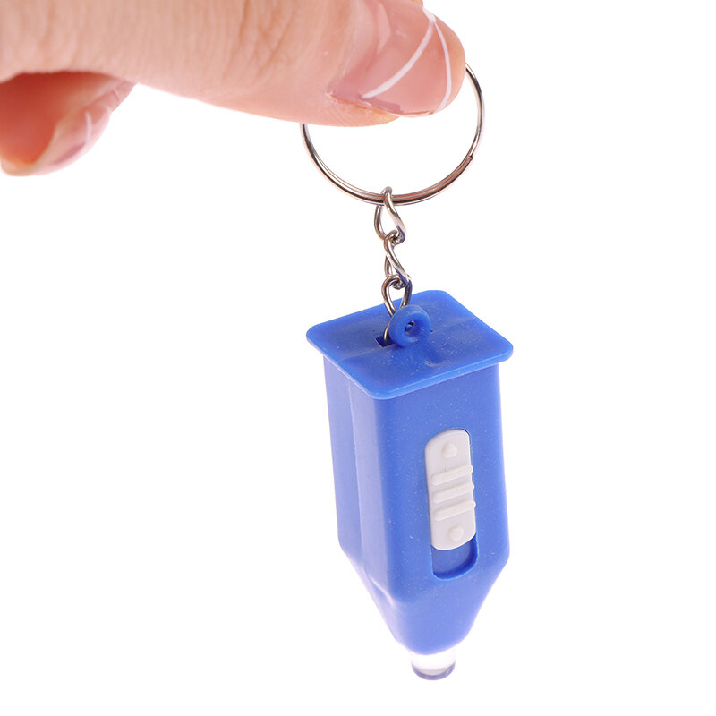 Gantungan Kunci Lampu ungu, Gantungan Kunci kecil mudah dibawa luar ruangan LED, senter plastik Ultraviolet Mini, liontin hadiah 1 buah