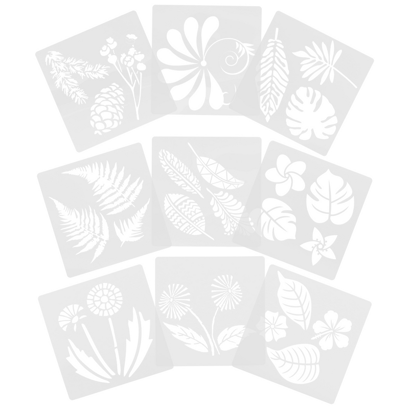 꽃 식물 스텐실 템플릿 페인팅, DIY 크리에이티브 템플릿, 플라스틱 드로잉, 세척 가능한 장식
