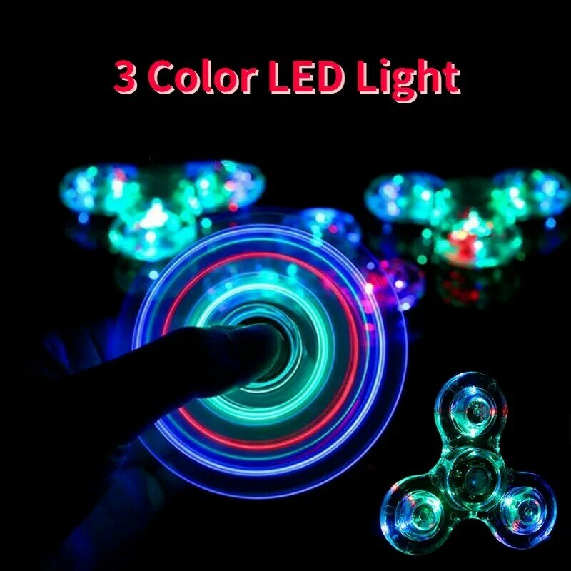 Transparent Leucht LED Licht Fidget Spinner Hand Top Spinner Glow In Dark Licht EDC Figet Spiner Finger Stress Relief Spielzeug