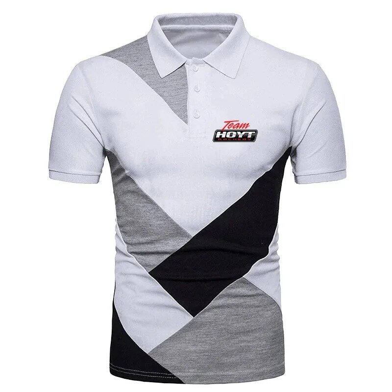 The new men's archery fashion in Huo Yite in summer is popular with three-color stitching Polo shirts with short sleeves and com