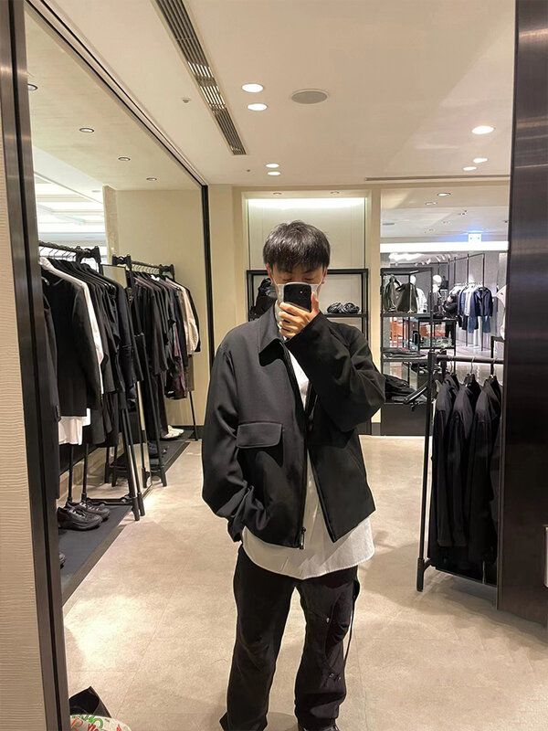 Yohji yamamoto jaquetas para roupas masculinas abstrato retrato bordado casacos novo em outerwears 2023 vestuário jaqueta roupas masculinas