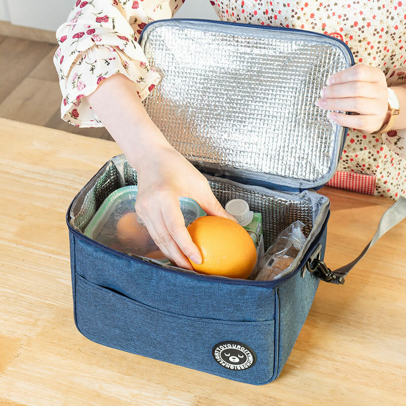 Tragbare Lunch-Tasche Lebensmittel Thermo-Box langlebige wasserdichte Büro kühler Lunchbox mit Schulter gurt Picknick-Tasche für Paare Unisex