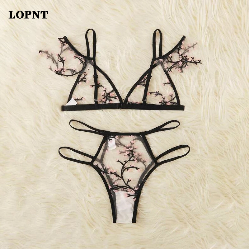 LOPNT Sexy  Bralette 3/4 Cup Bra Sets Underwear For Women Wire Free Thin Lingerie Set Breathable Comfortable intimates bras set